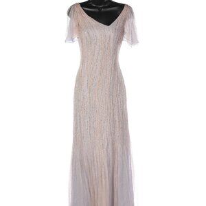 Richard Tyler Couture Purple w/ Mesh Overlay Beaded Gown